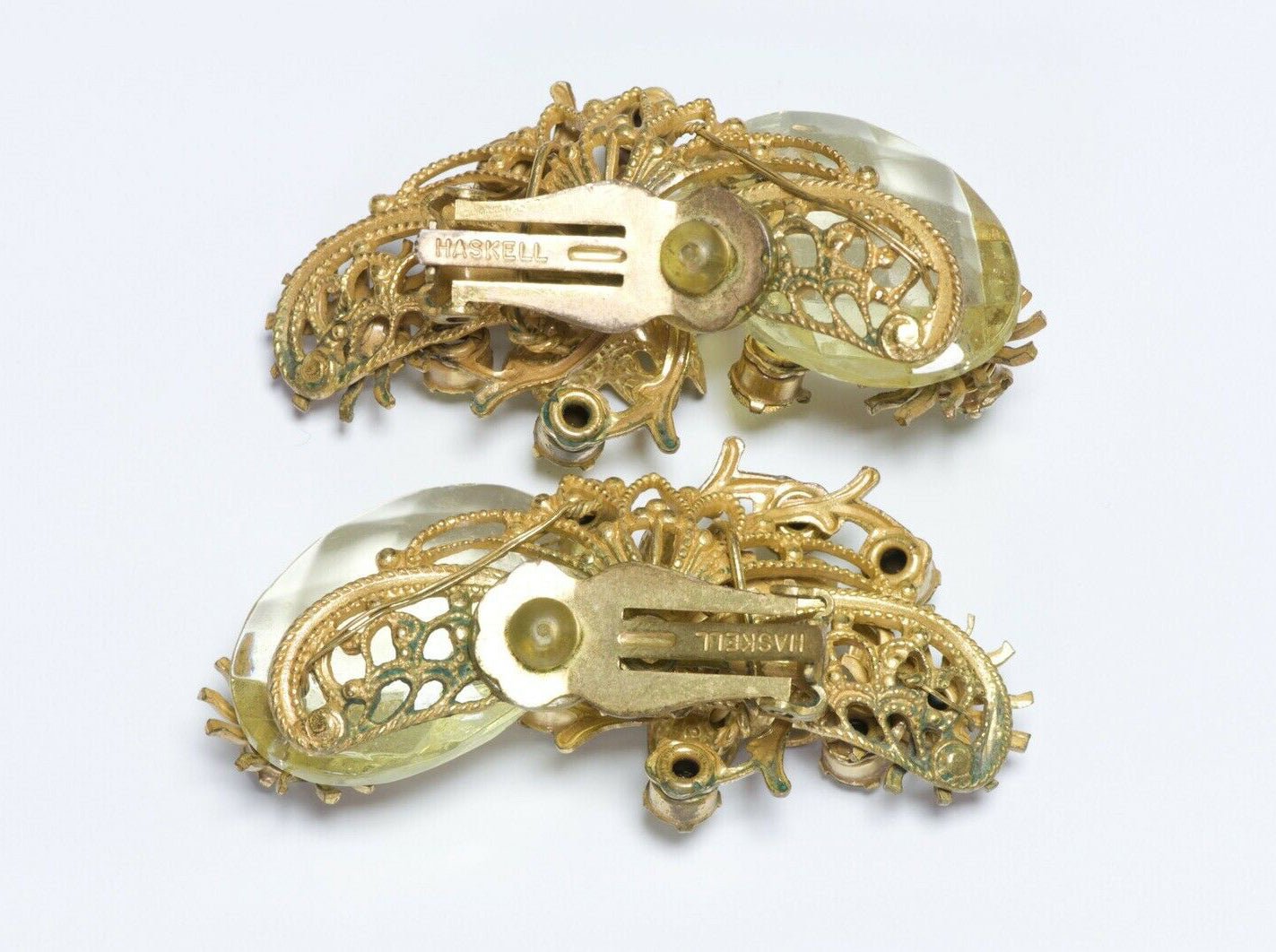 Miriam Haskell 1950’s Large Yellow Crystal Flower Ear Cuff Earrings