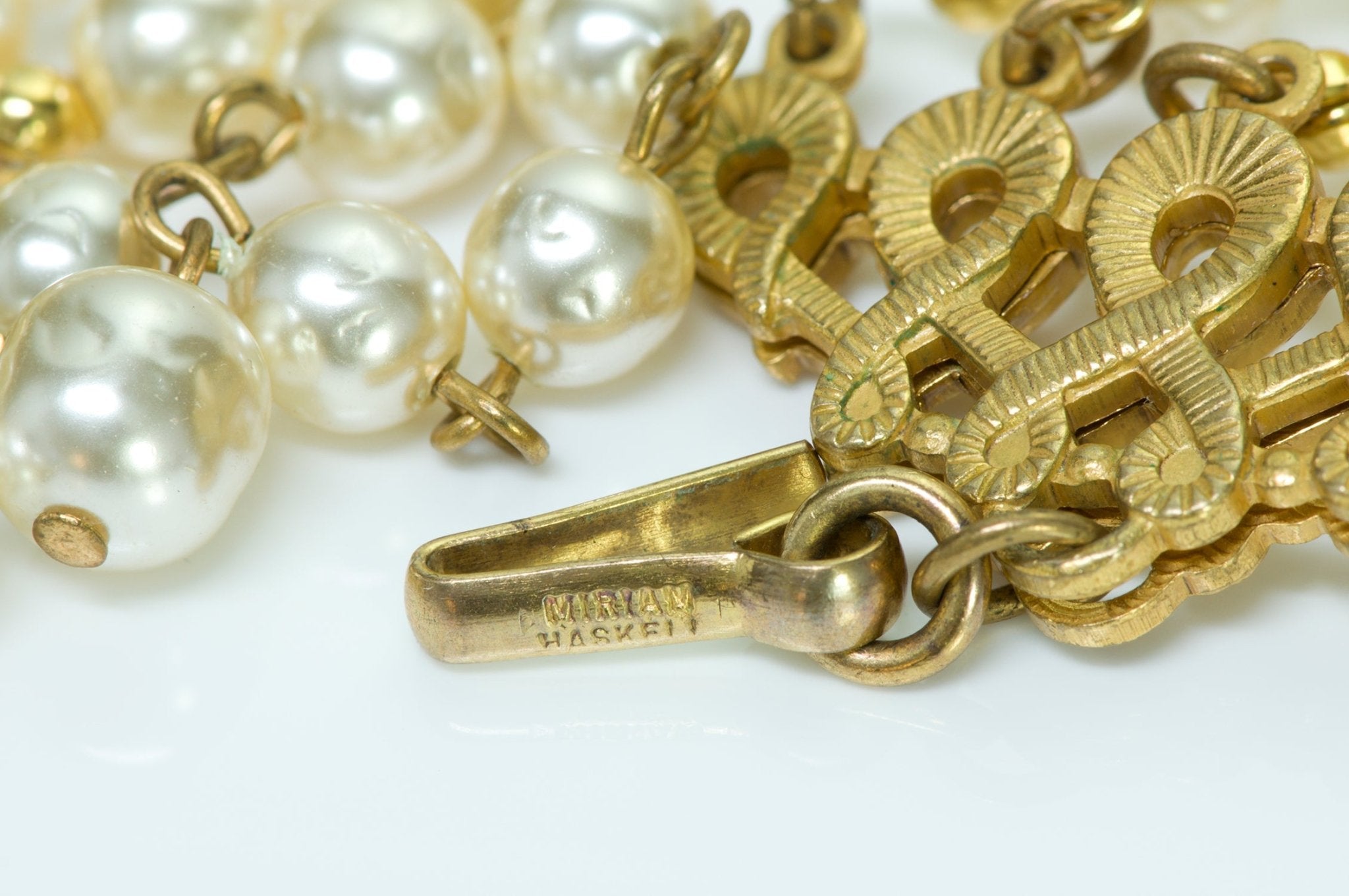 Miriam Haskell Victorian Style Cameo Pearl Necklace