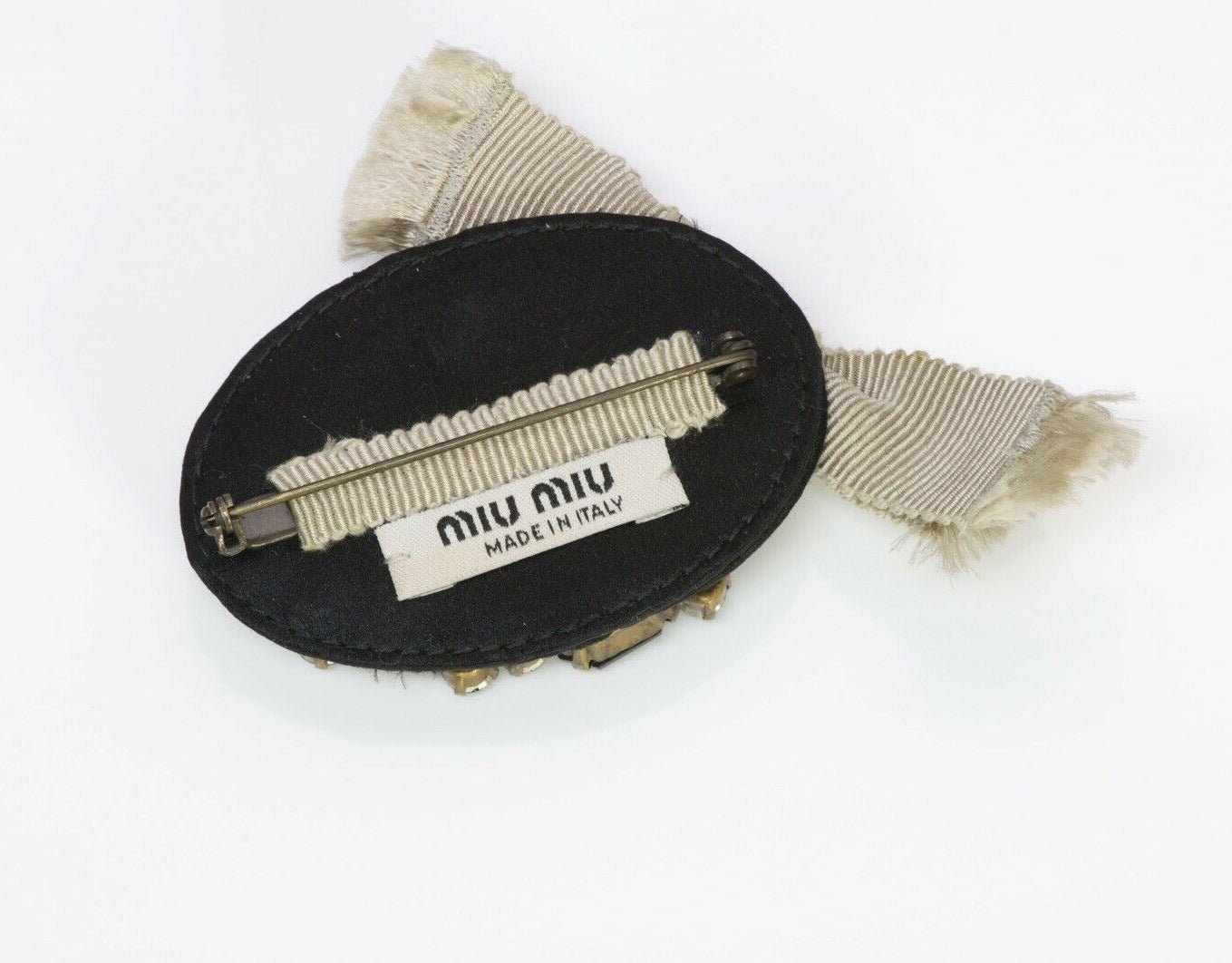Miu Miu by Prada Blue Crystal Ribbon Brooch