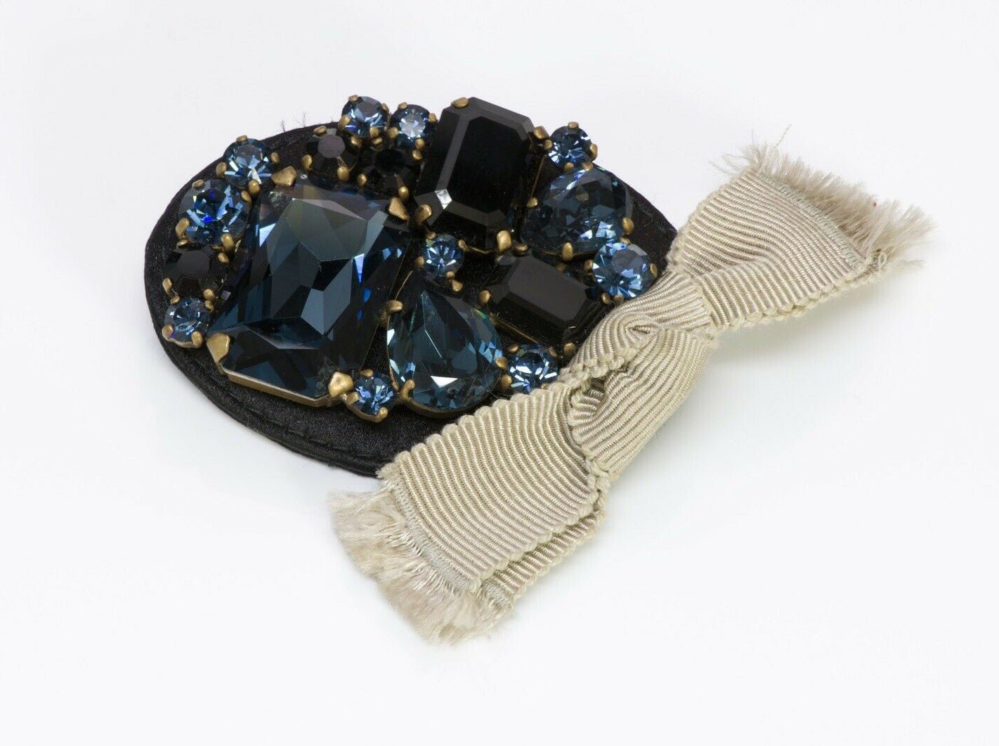 Miu Miu by Prada Blue Crystal Ribbon Brooch
