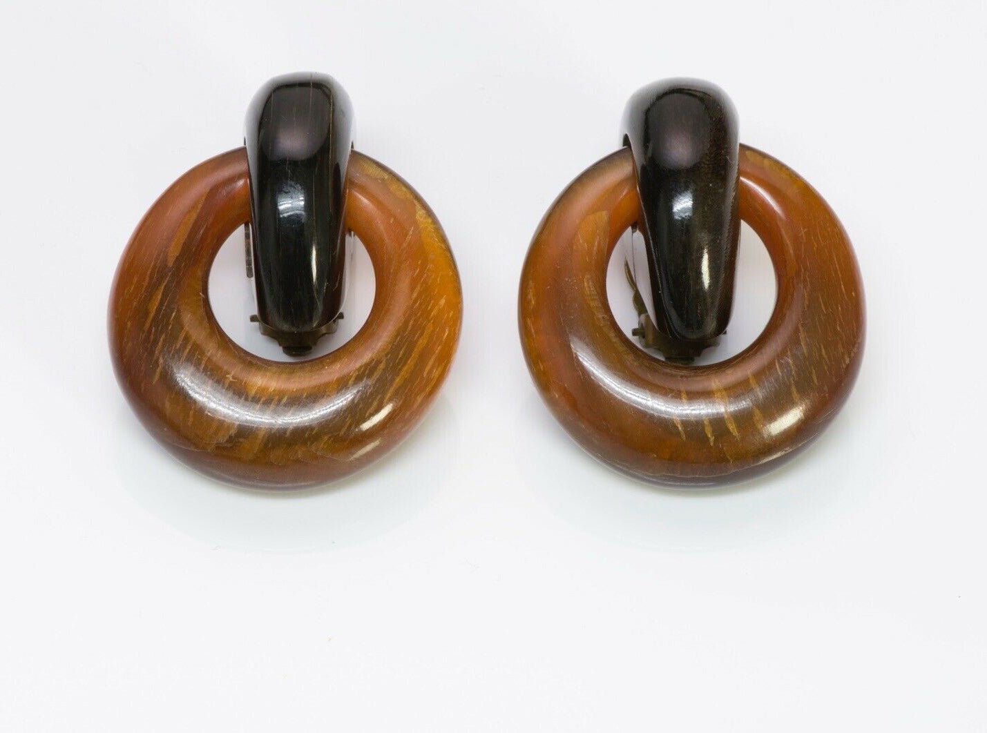MONIES Gerda Lynggaard Brown Horn Door Knocker Earrings