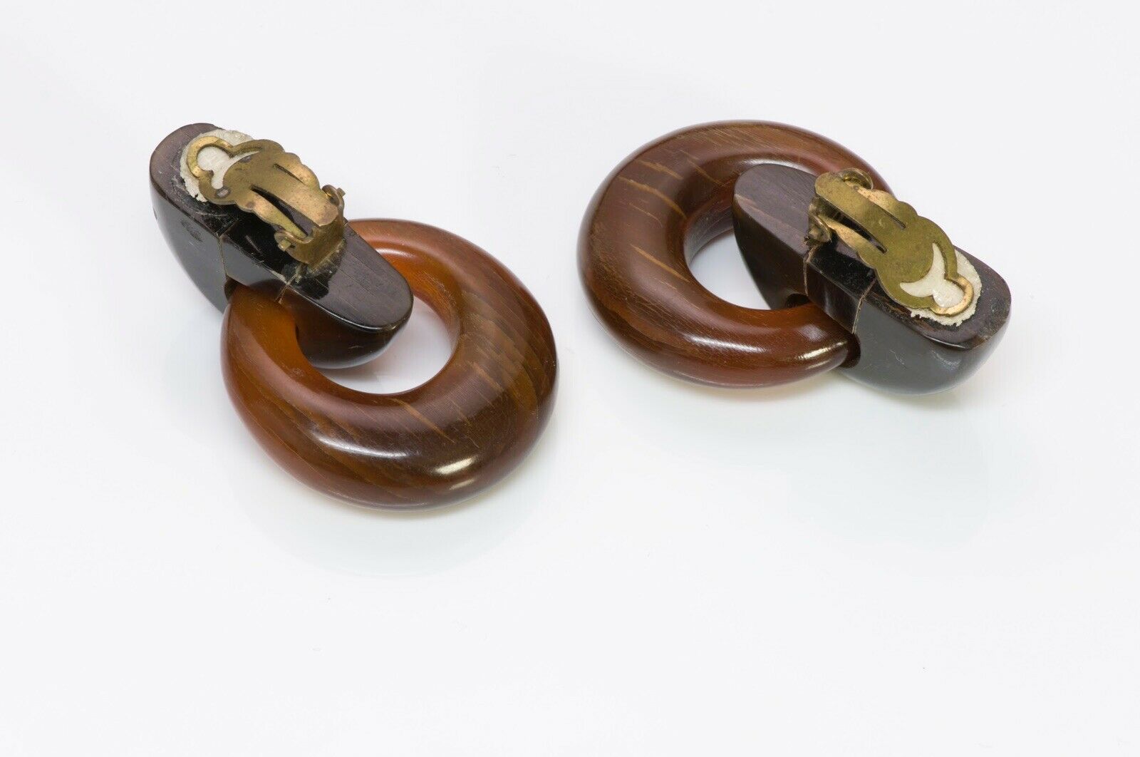 MONIES Gerda Lynggaard Brown Horn Door Knocker Earrings