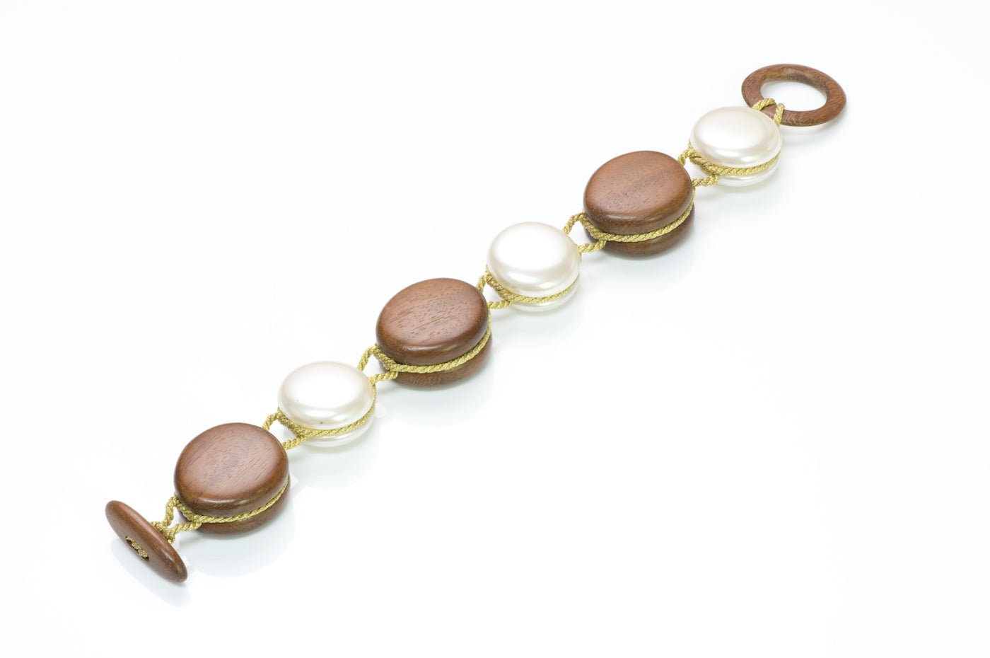 Monies Wood Pearl Macaroon Bracelet