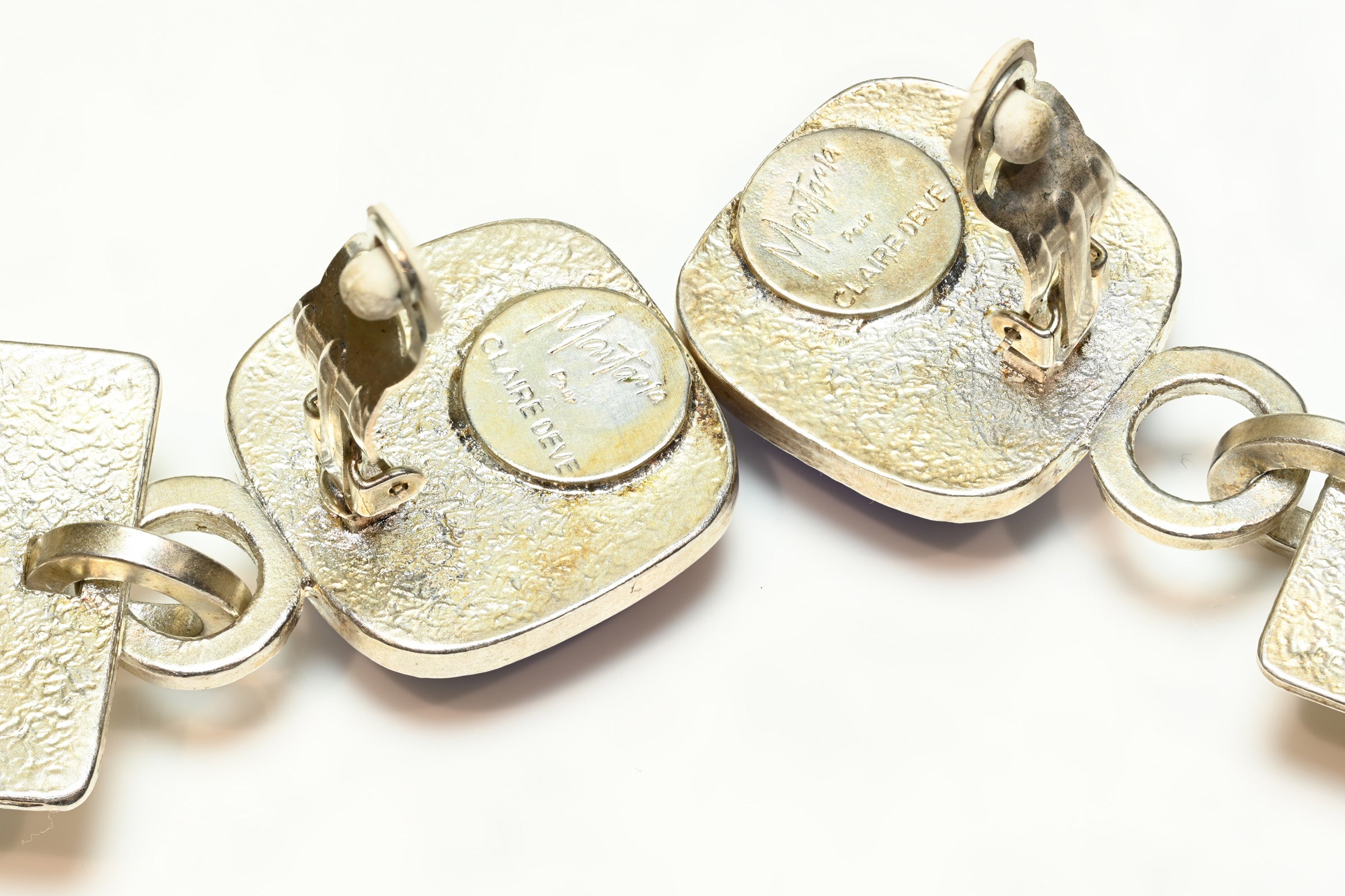 Vintage Claude Montana for Claire Deve Paris Blue Glass Earrings 2