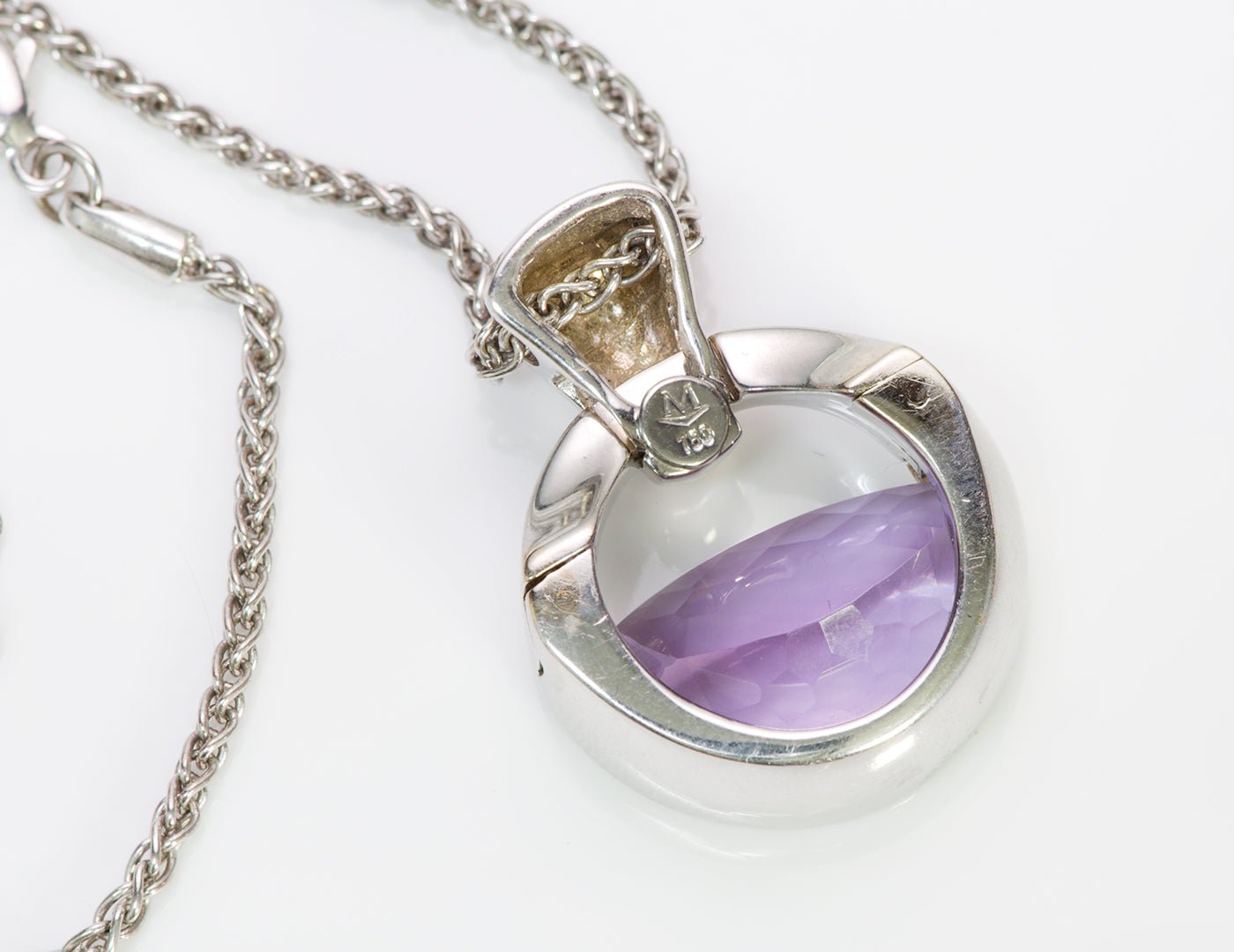 Movado Diamond 18K Gold Amethyst Necklace Pendant