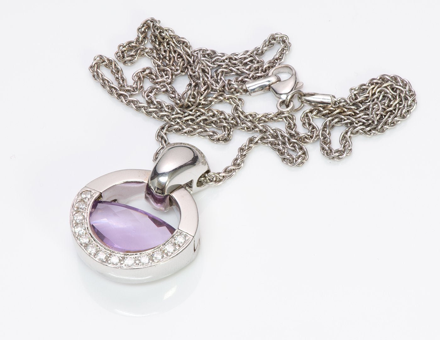 Movado Diamond 18K Gold Amethyst Necklace Pendant