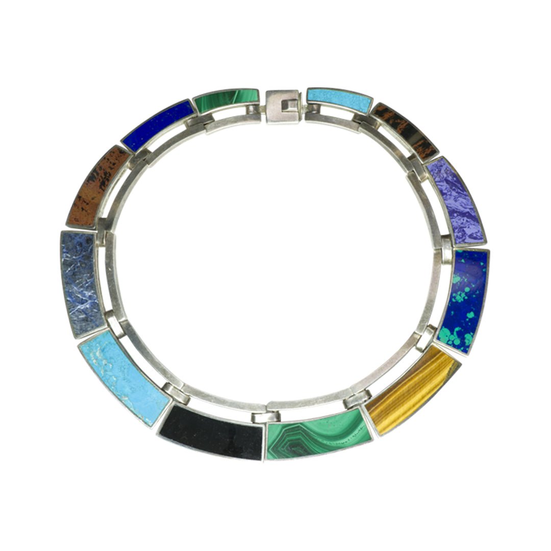 Multicolored Stone Silver Necklace
