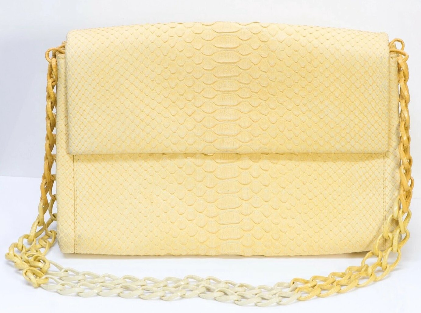 Nancy Gonzalez Yellow Python Snakeskin Crocodile Ombre Chain Flap Bag