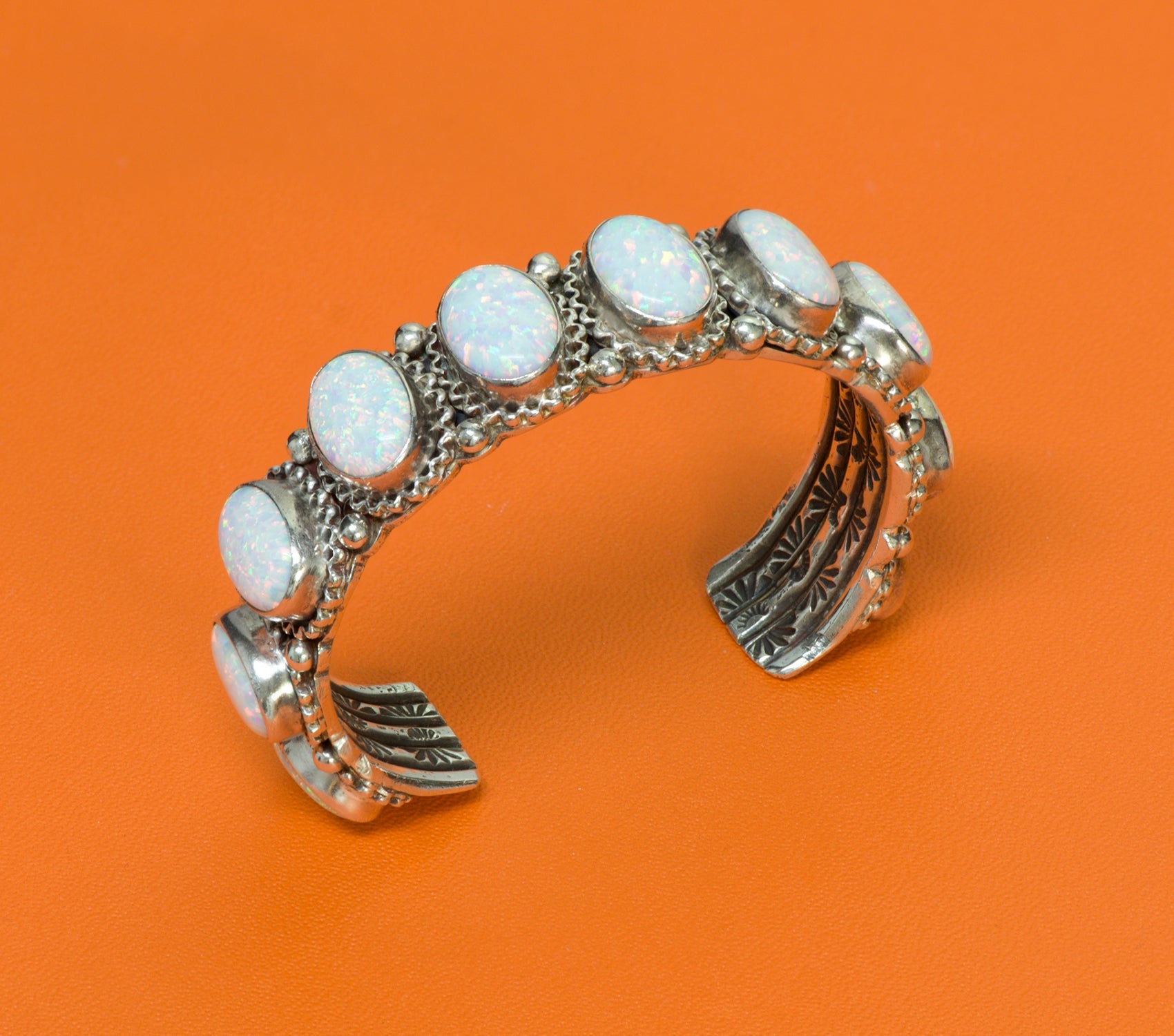 Native American Opal Sterling Silver Vintage Cuff Bracelet