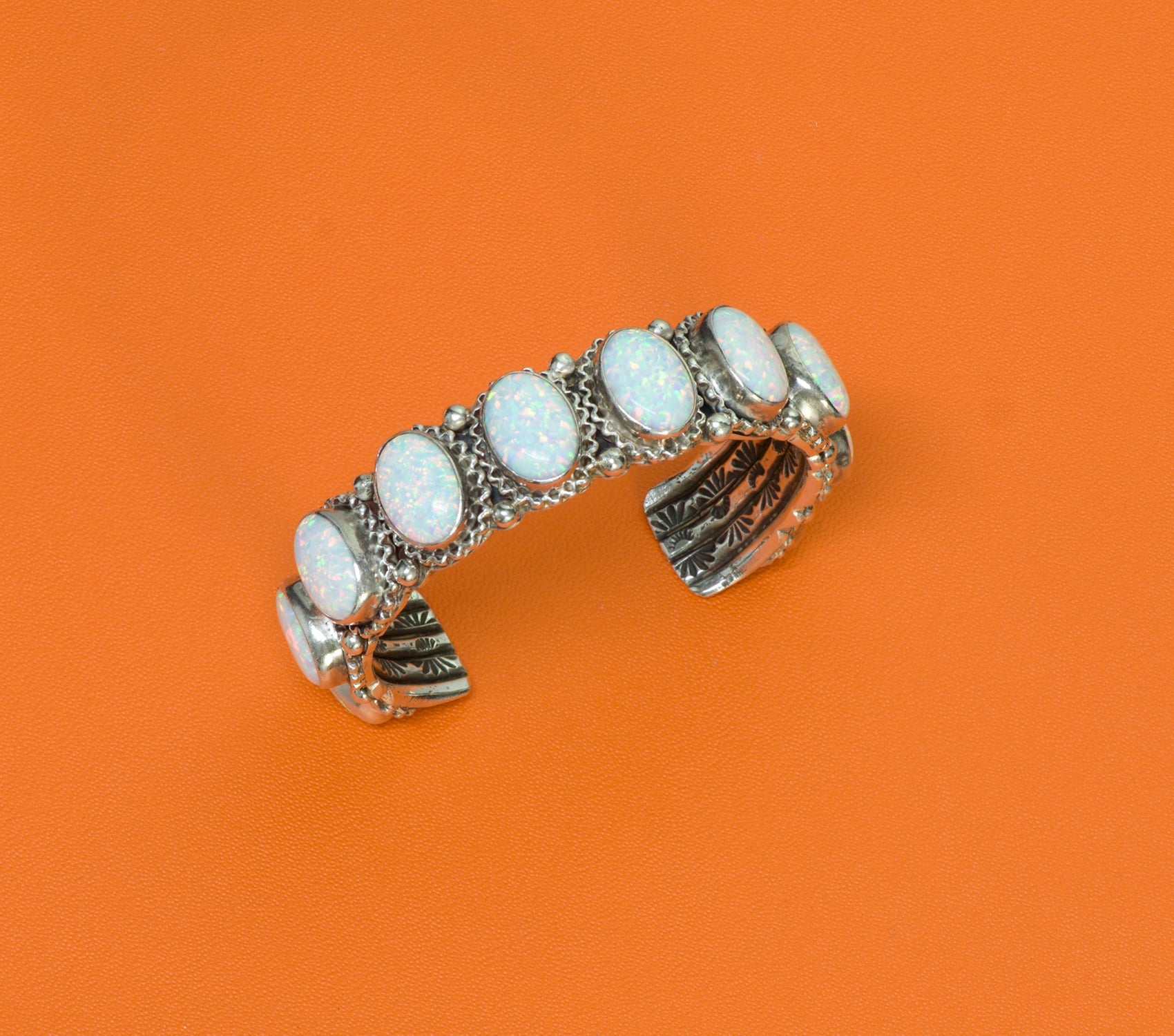 Native American Opal Sterling Silver Vintage Cuff Bracelet