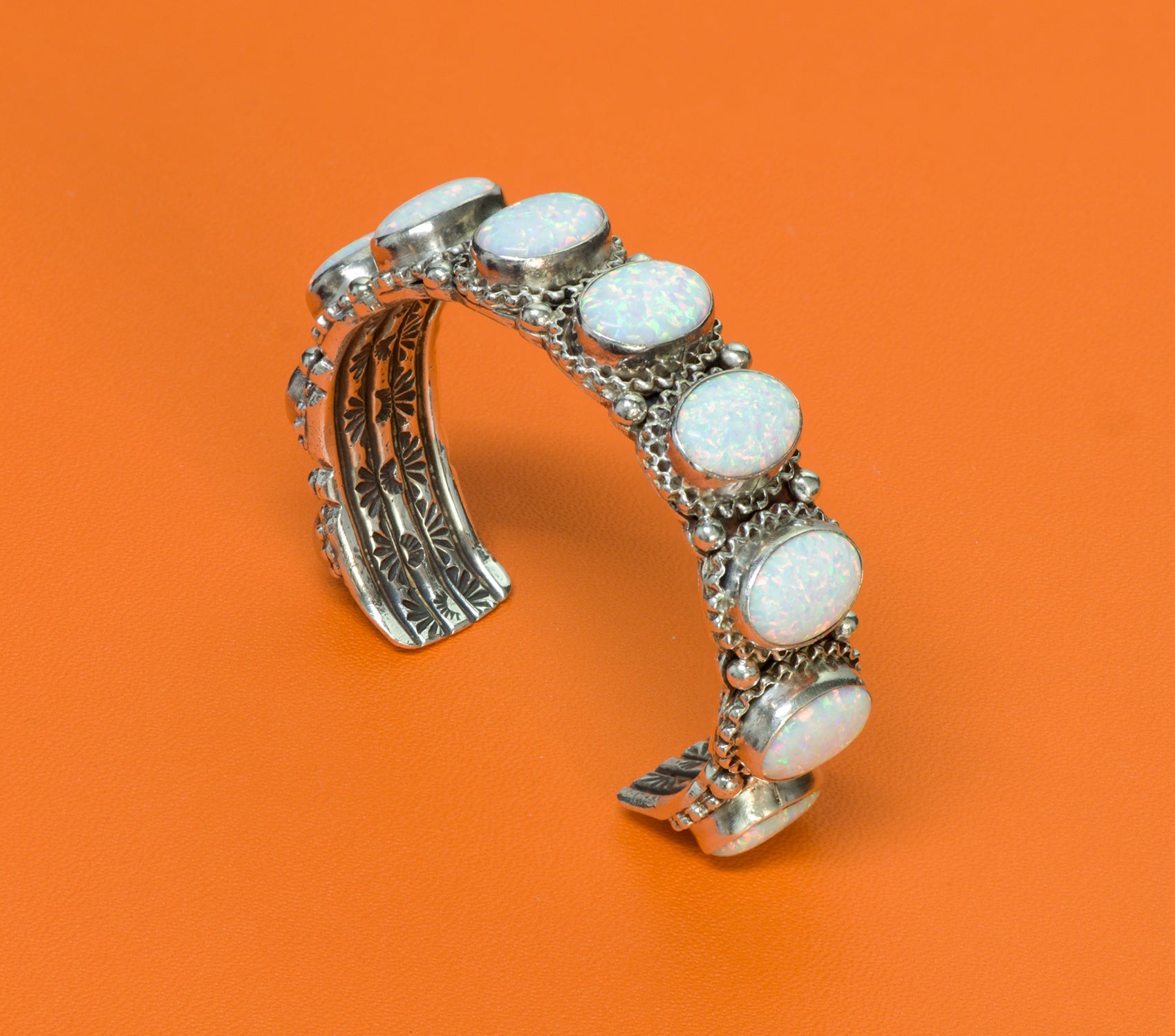 Native American Opal Sterling Silver Vintage Cuff Bracelet