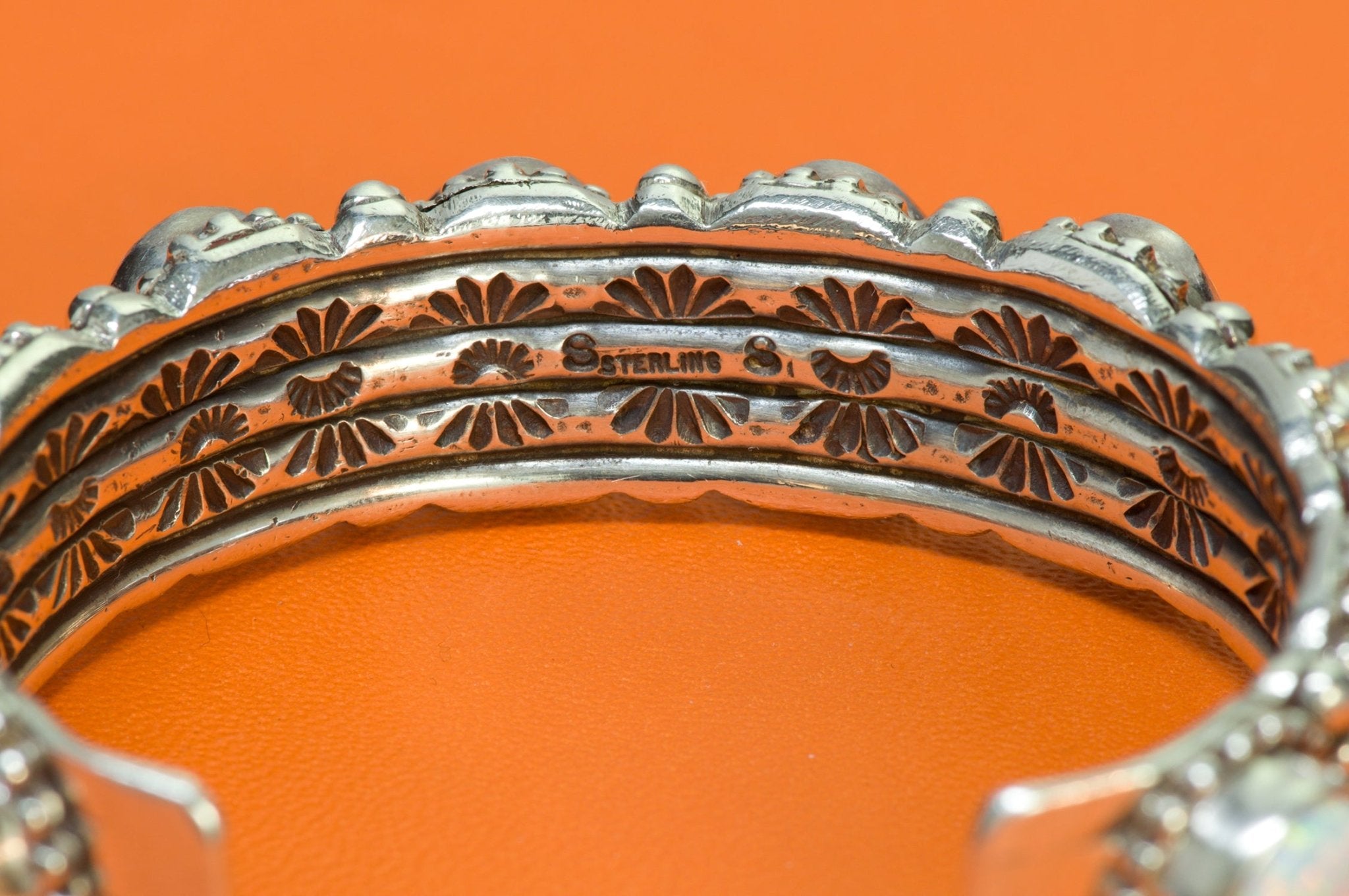 Native American Opal Sterling Silver Vintage Cuff Bracelet