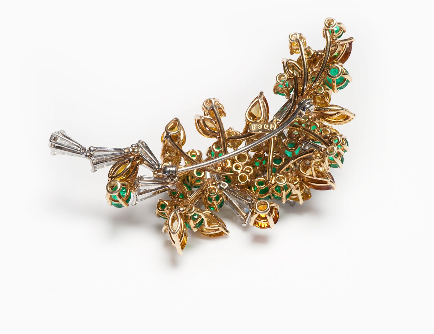 Natural Fancy Diamond Emerald Modernist Brooch