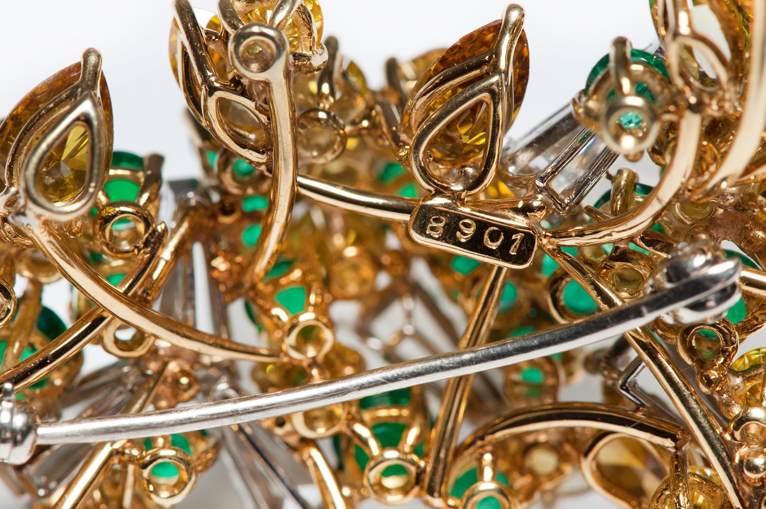 Natural Fancy Diamond Emerald Modernist Brooch