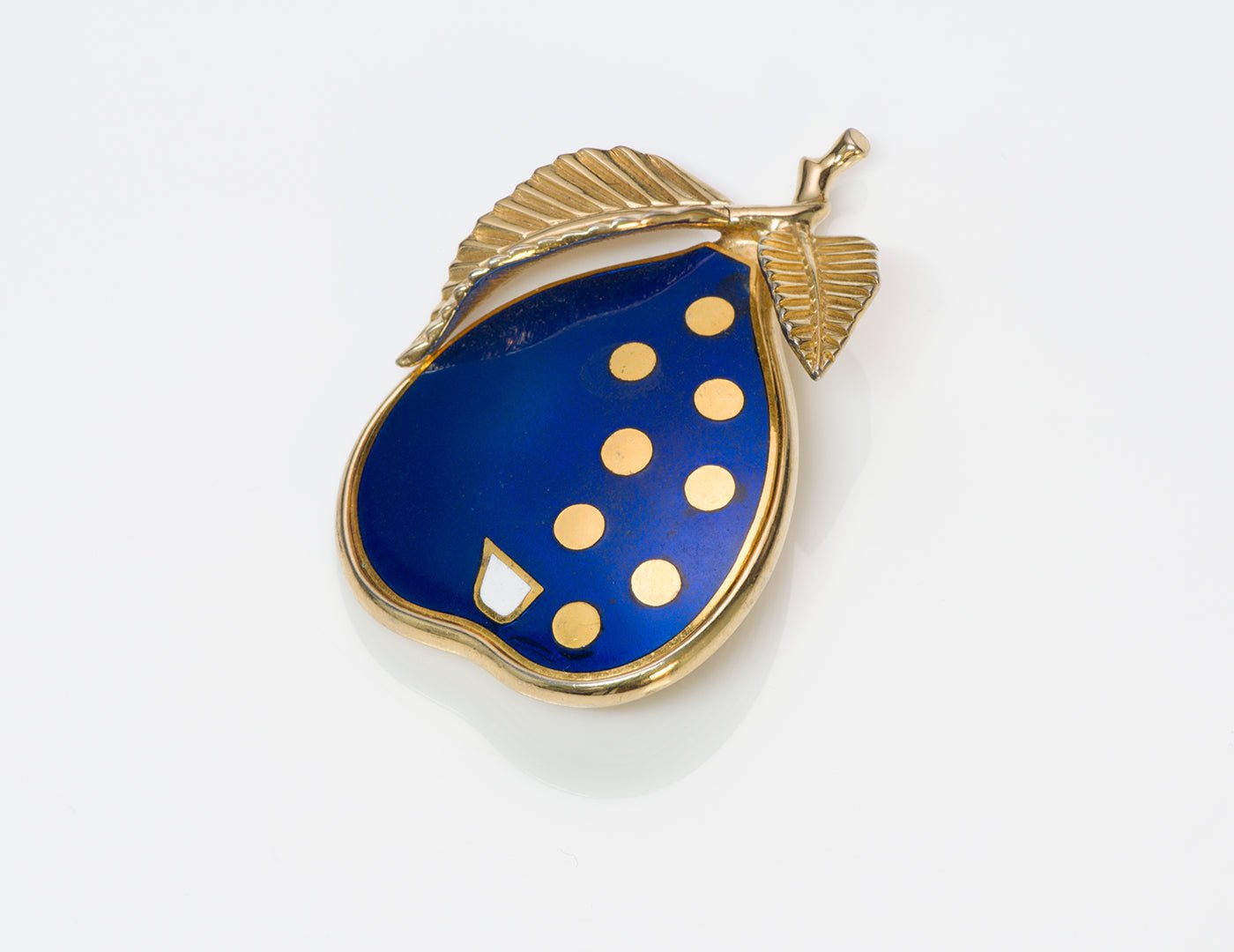 Nettie Rosenstein Blue Enamel Pear Brooch