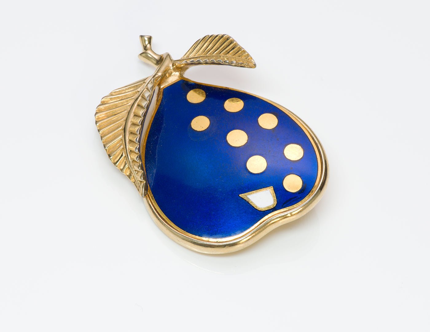 Nettie Rosenstein Blue Enamel Pear Brooch
