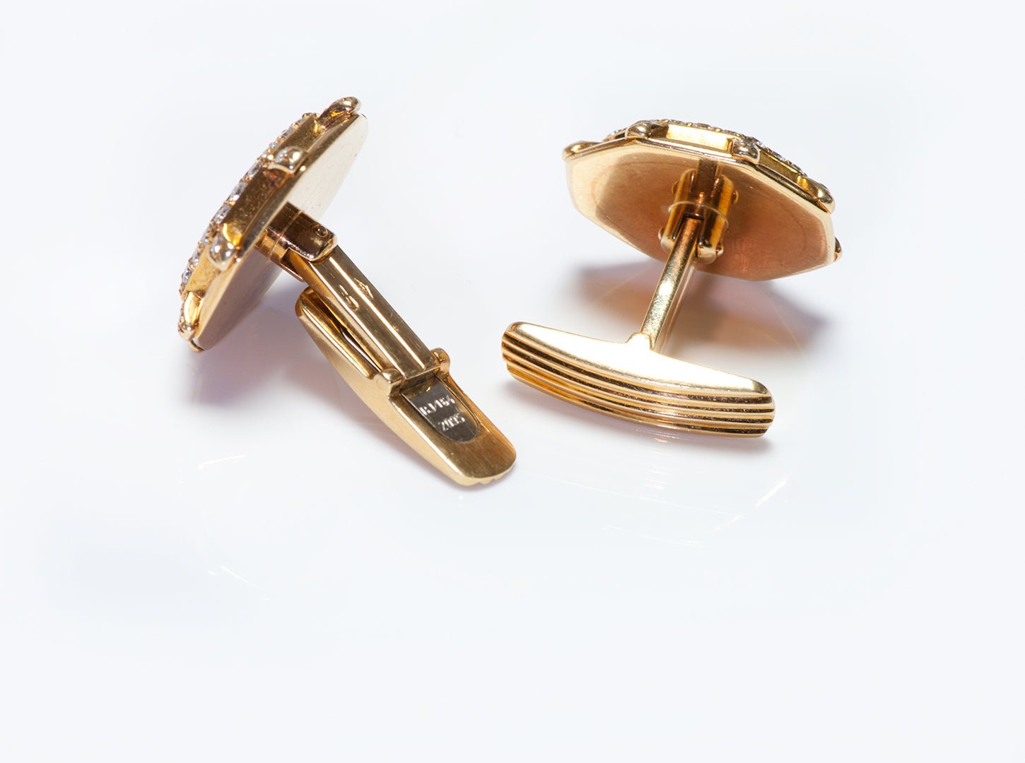 Octagon 18K Yellow Gold Diamond Cufflinks