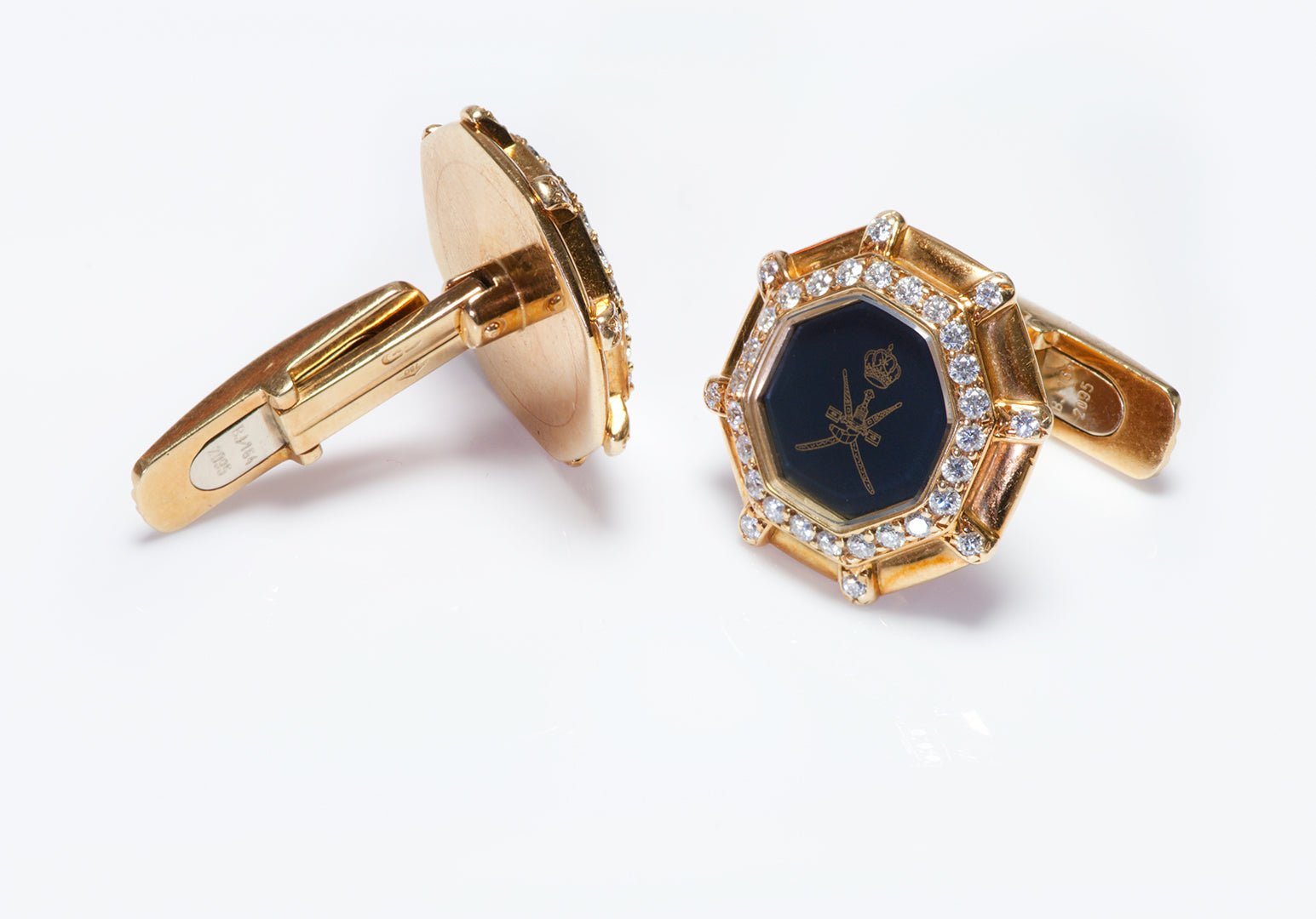 Octagon 18K Yellow Gold Diamond Cufflinks