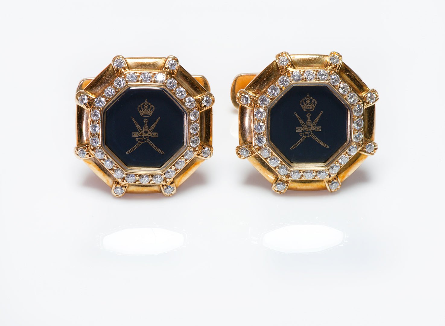 Octagon 18K Yellow Gold Diamond Cufflinks