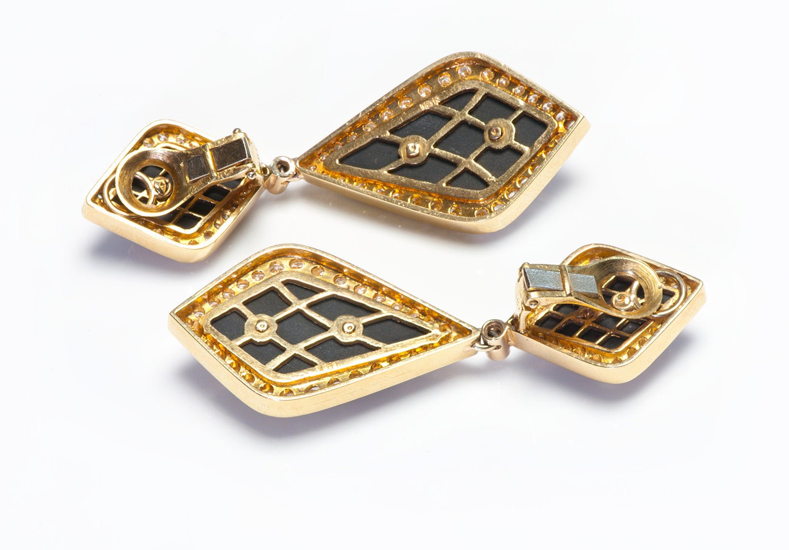 Onyx Diamond 18K Yellow Gold Earrings