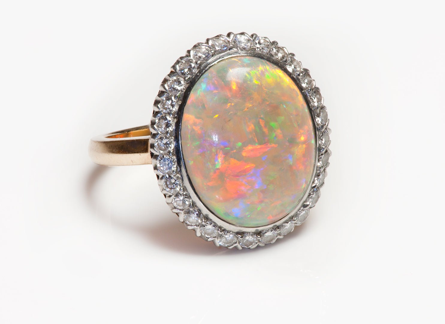 Opal Diamond Platinum Gold Ring