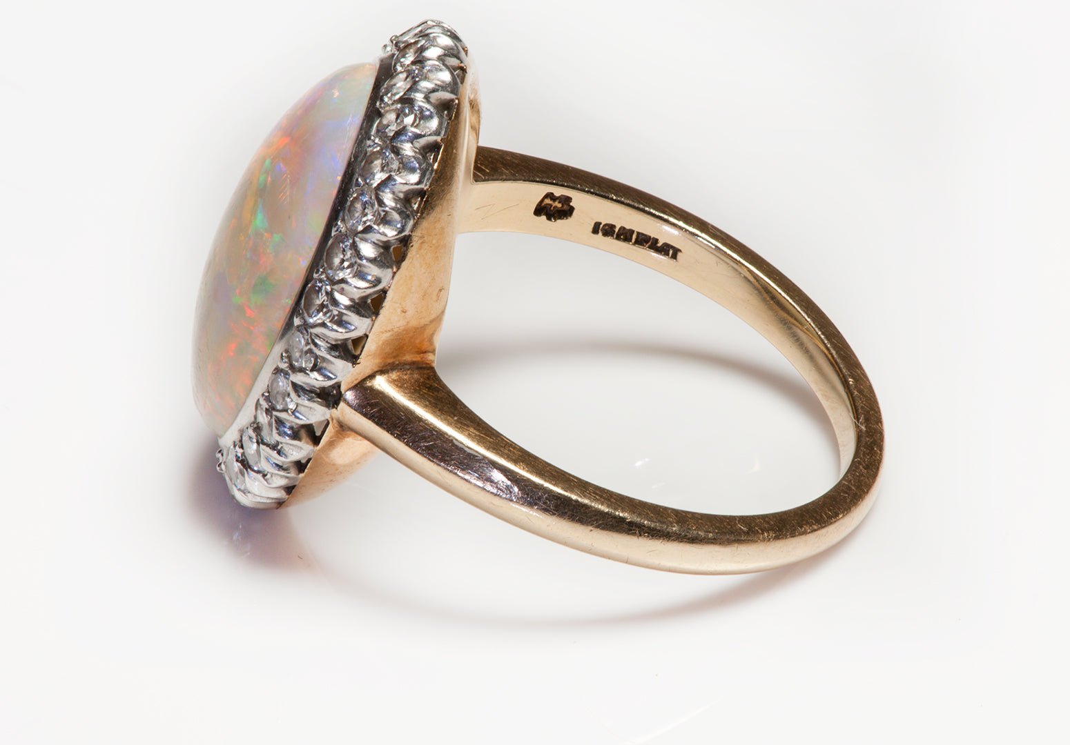 Opal Diamond Platinum Gold Ring