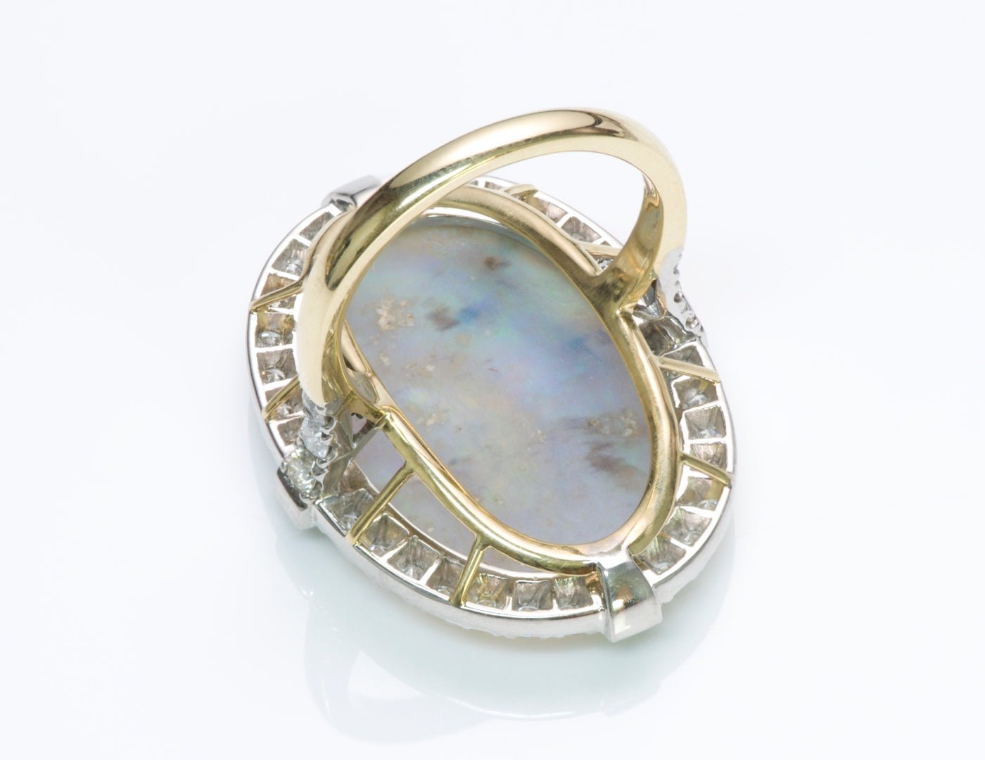 Opal Emerald Diamond Gold Platinum Ring