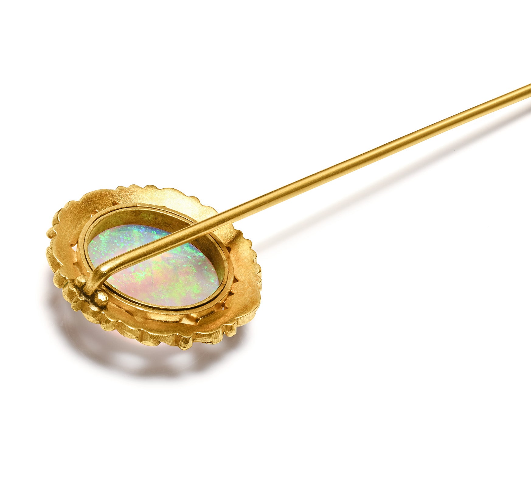 Victorian Gold Opal Stick Pin with Scrollwork Frame