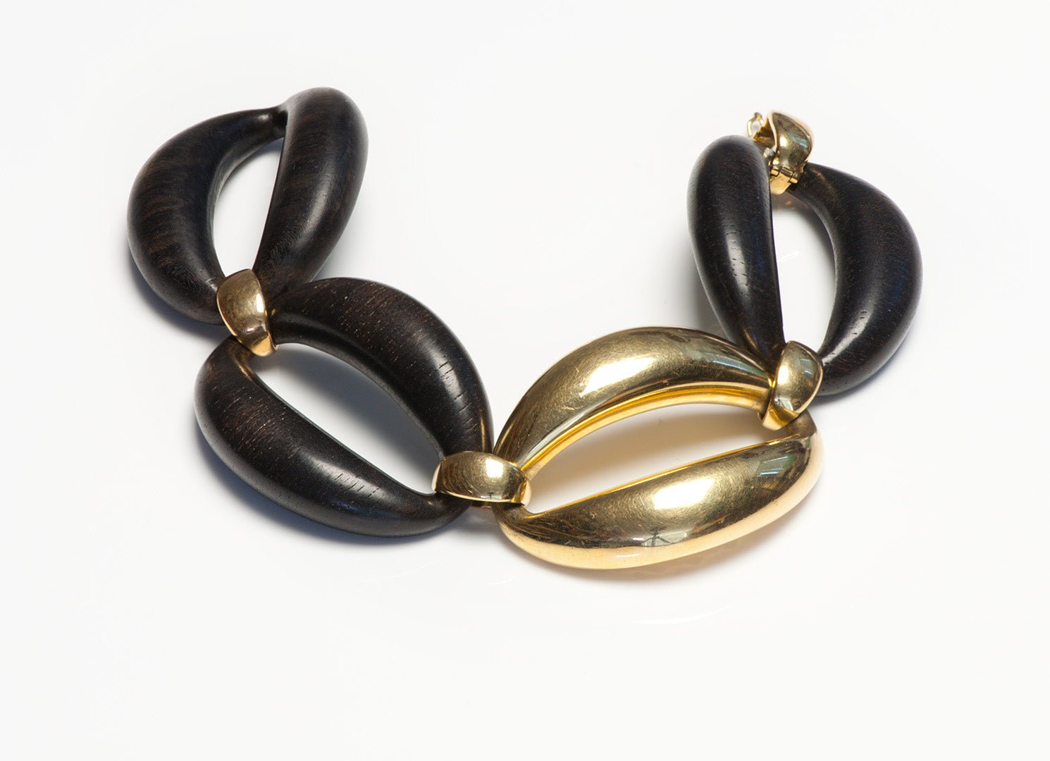 Oromalia Ebony Wood 18K Gold Link Necklace Bracelet
