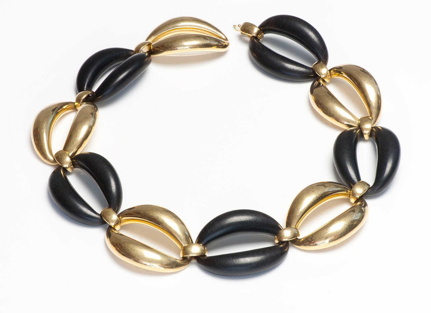Oromalia Ebony Wood 18K Gold Link Necklace Bracelet