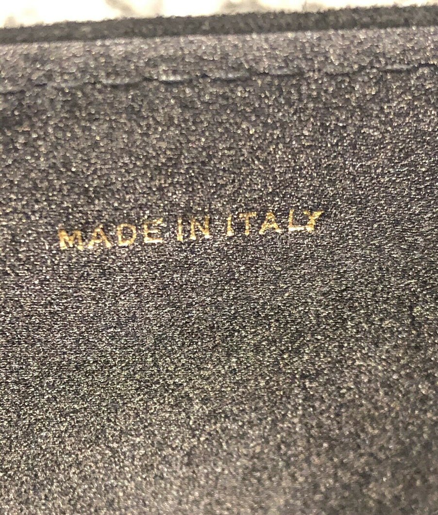 Oscar de la Renta Black Suede Turquoise Tassel Clutch Bag