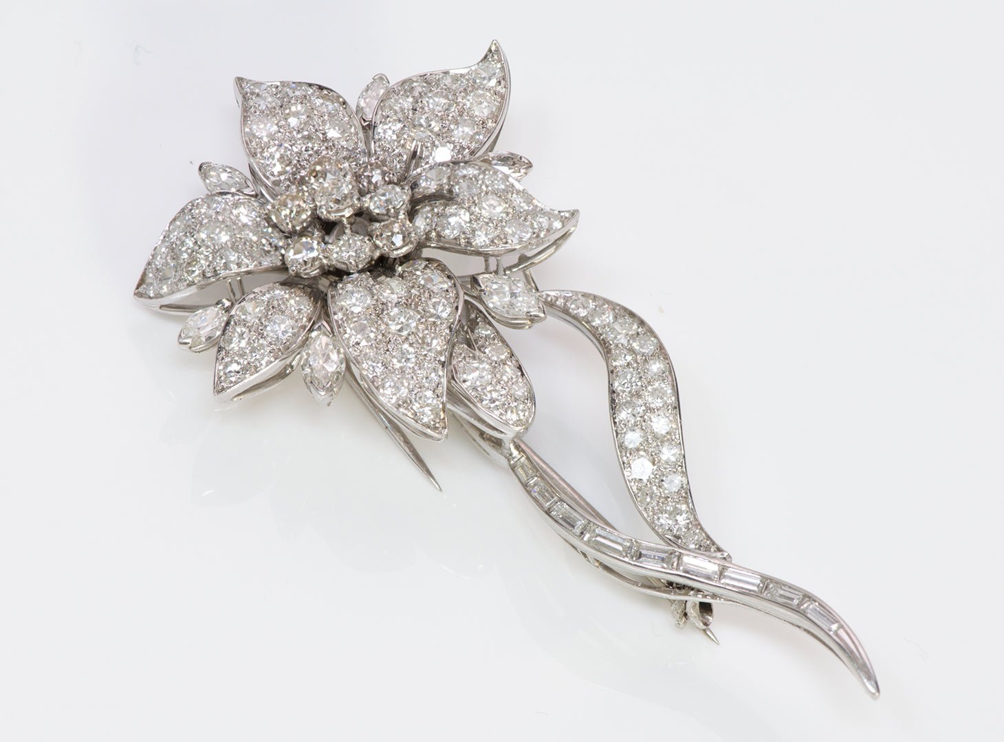 Oscar Heyman Diamond Platinum Flower Brooch