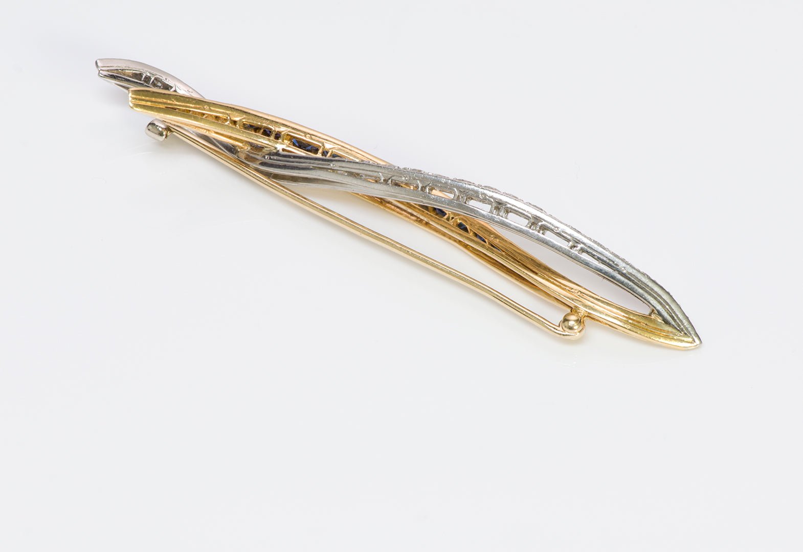 Oscar Heyman Platinum & Gold Diamond Sapphire Brooch