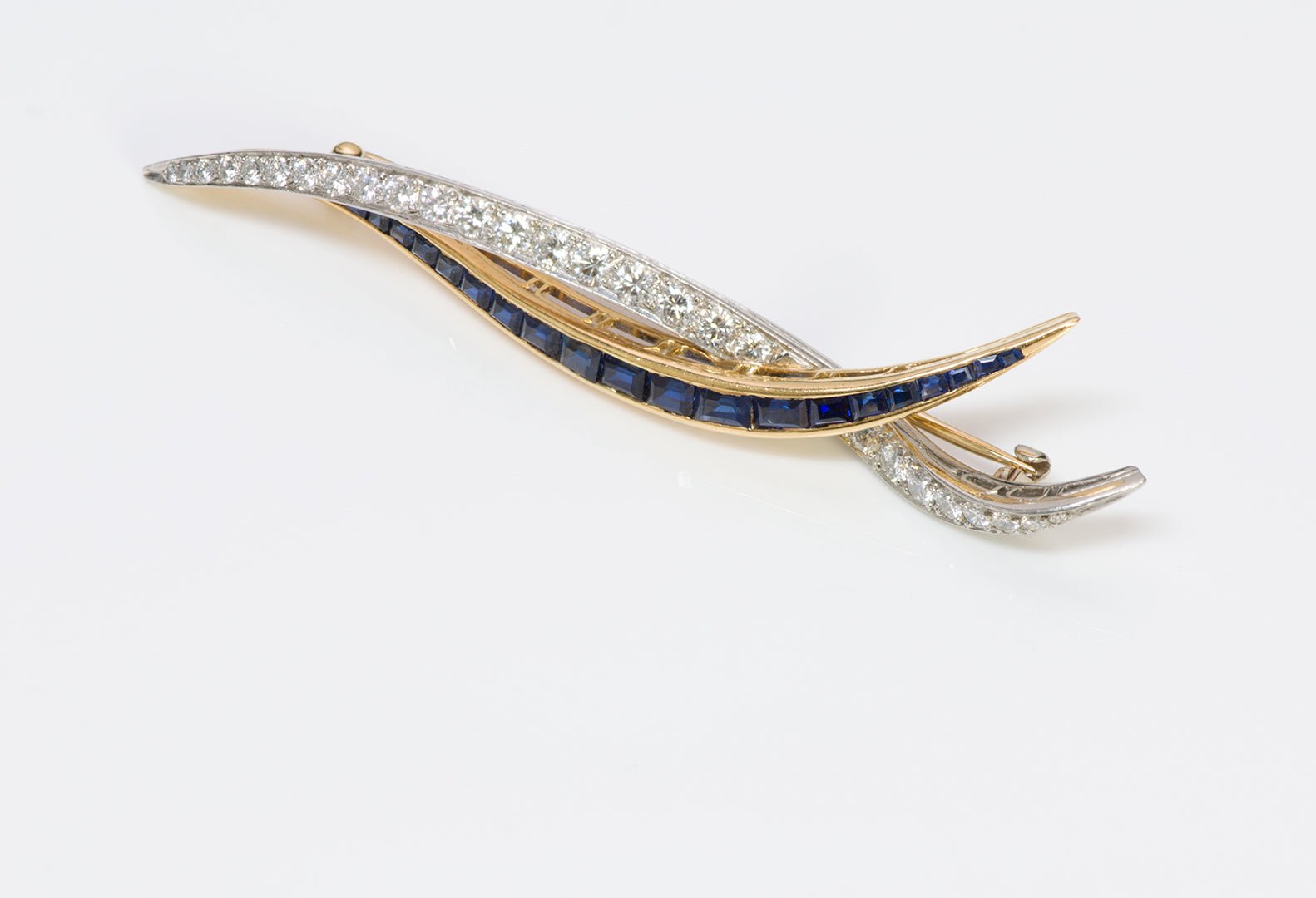 Oscar Heyman Platinum & Gold Diamond Sapphire Brooch