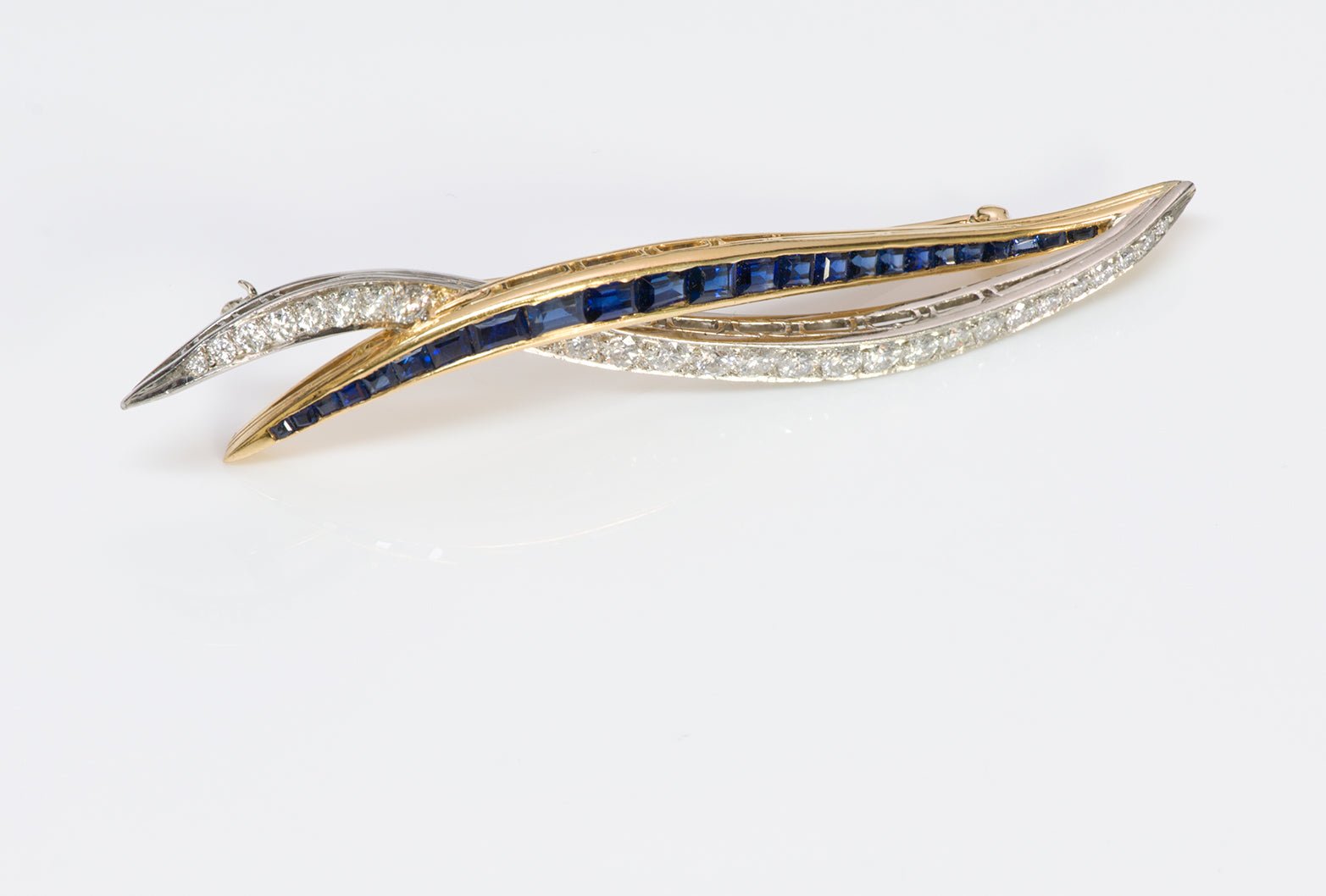 Oscar Heyman Platinum & Gold Diamond Sapphire Brooch