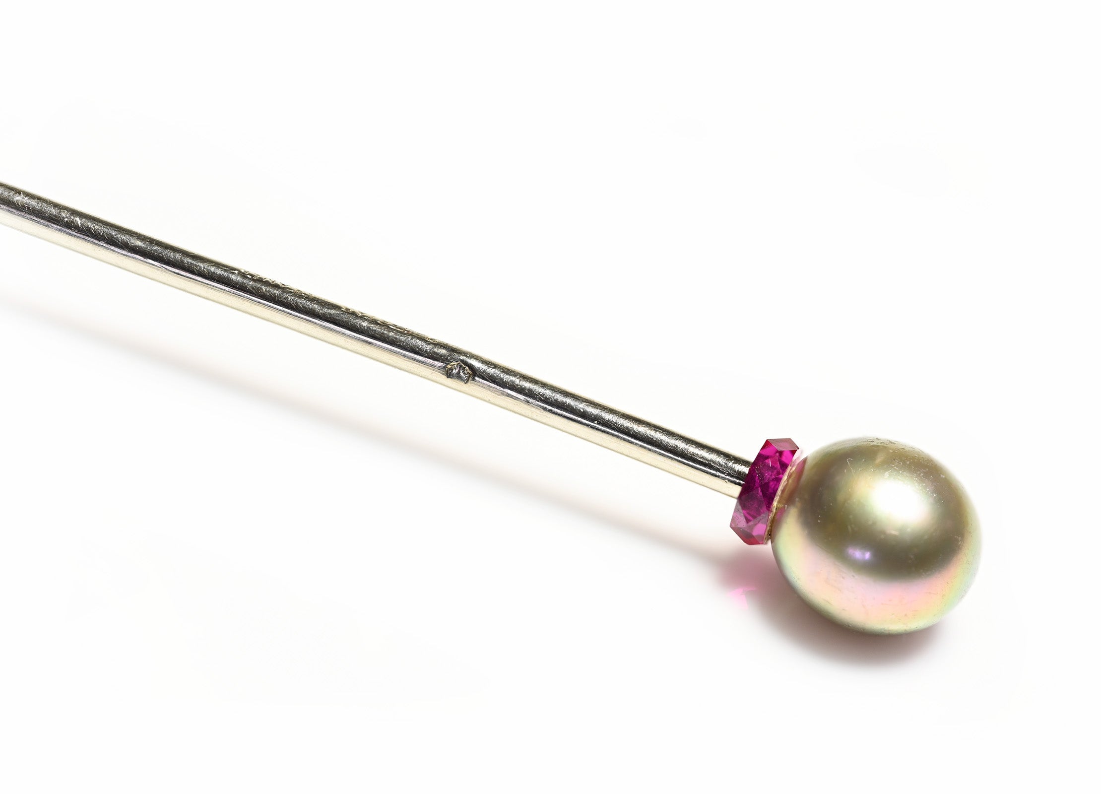 Ostertag Platinum Natural Pearl Stick Pin France