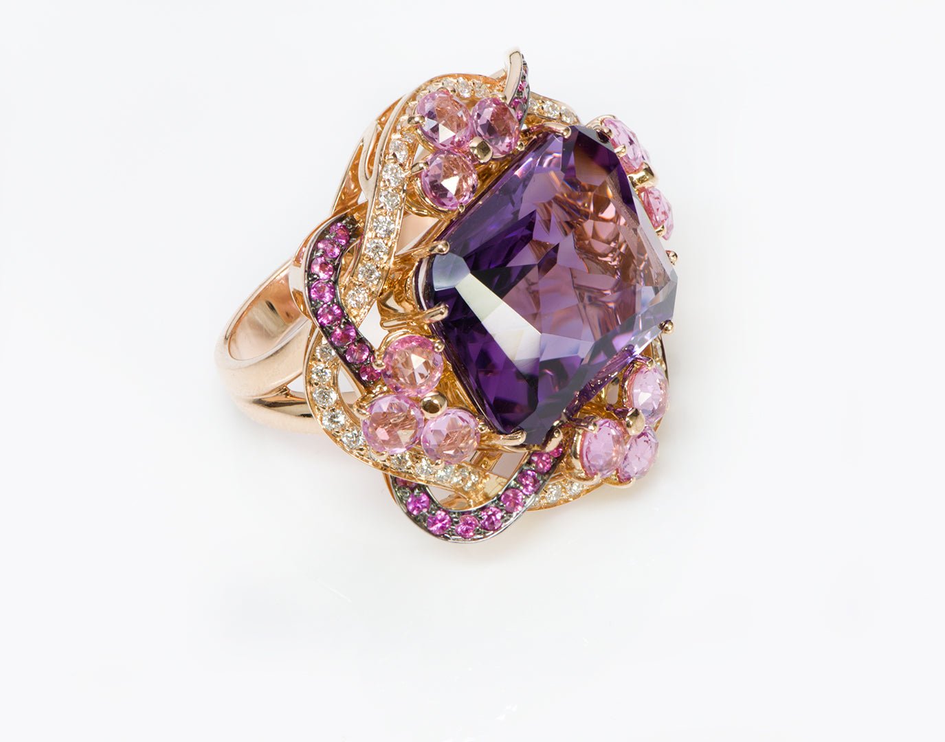 Paolo Piovan Gioielli Gold Ring Diamond Amethyst & Gemstones