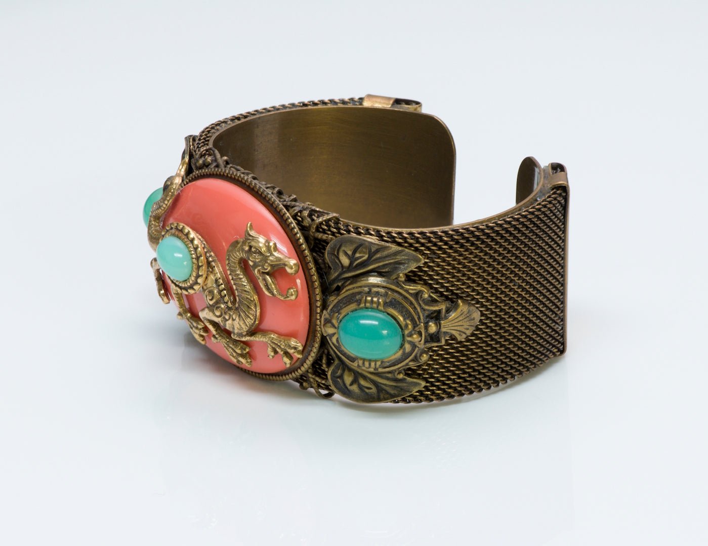Patrice Glass Mesh Dragon Cuff Bracelet