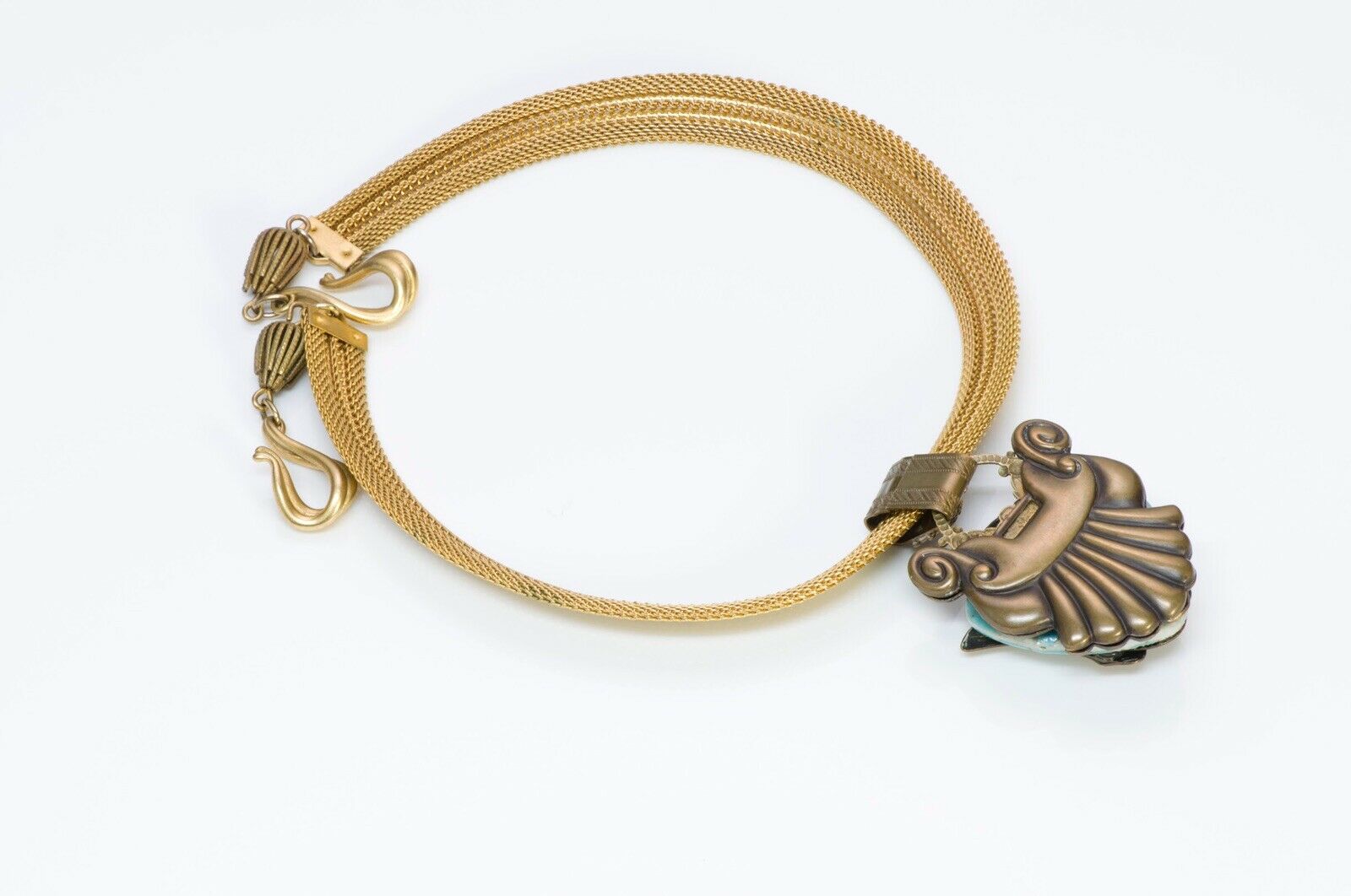 PATRICE Mesh Faux Turquoise Butterfly Pendant Necklace