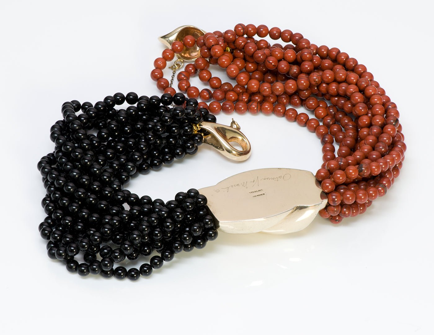 Patricia Von Musulin Silver Onyx Carnelian Beads Necklace