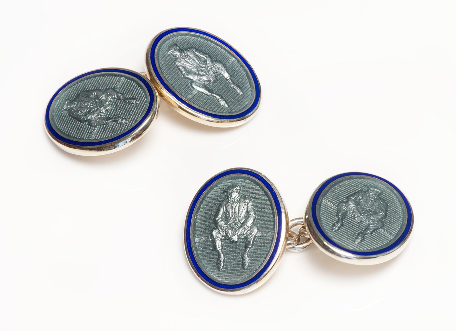 Paul Stuart Silver Enamel Cufflinks