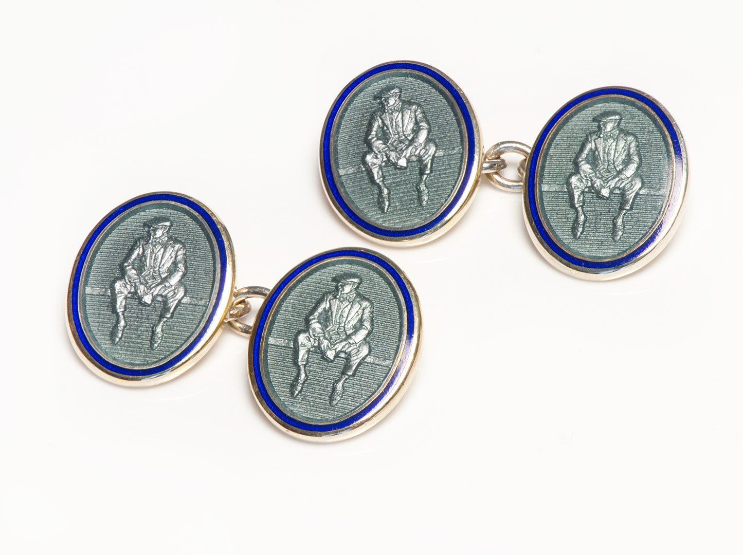 Paul Stuart Silver Enamel Cufflinks