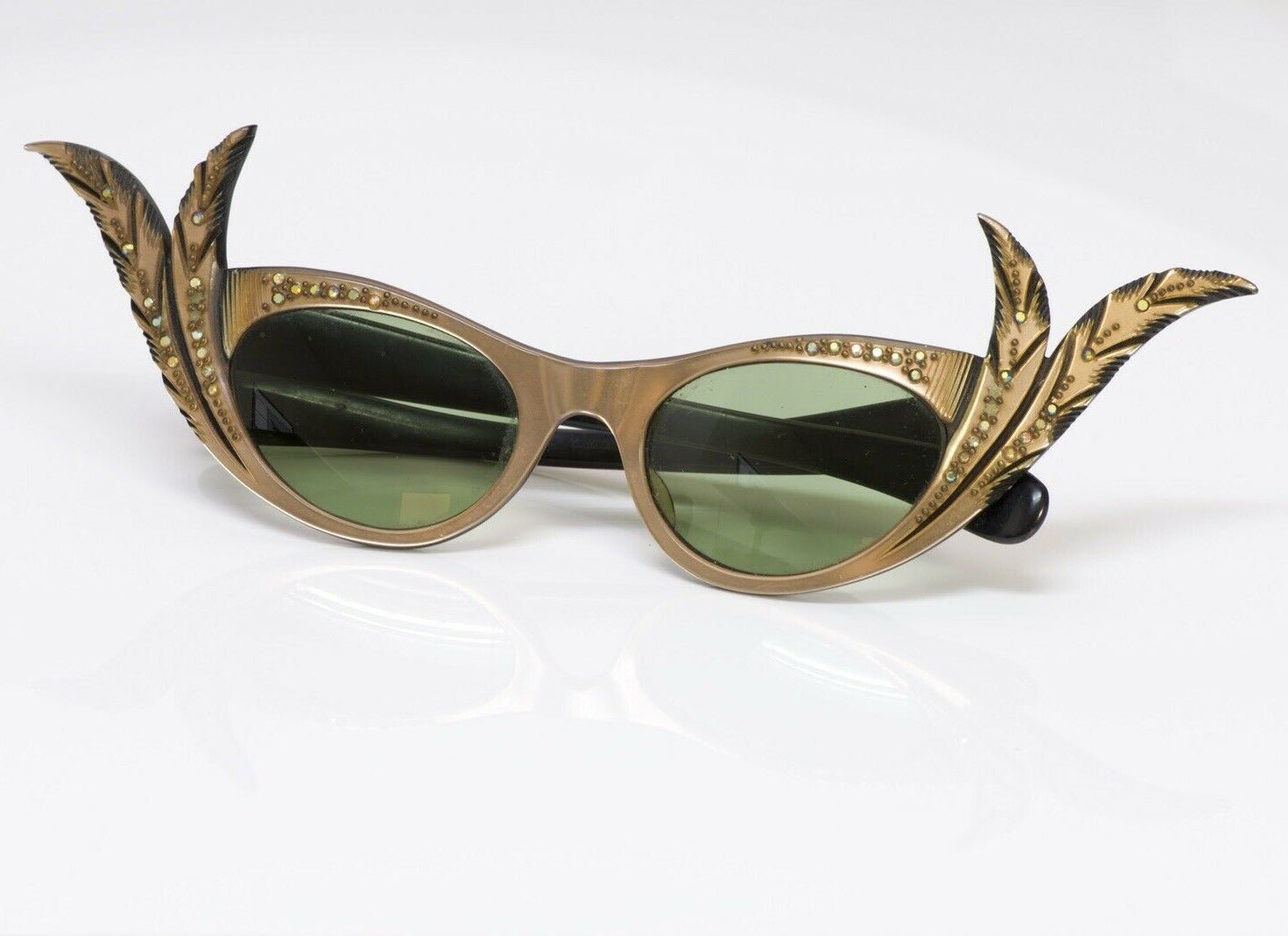 Paulette Guinet Paris 1950’s Carved Feather Cat-Eye Sunglasses