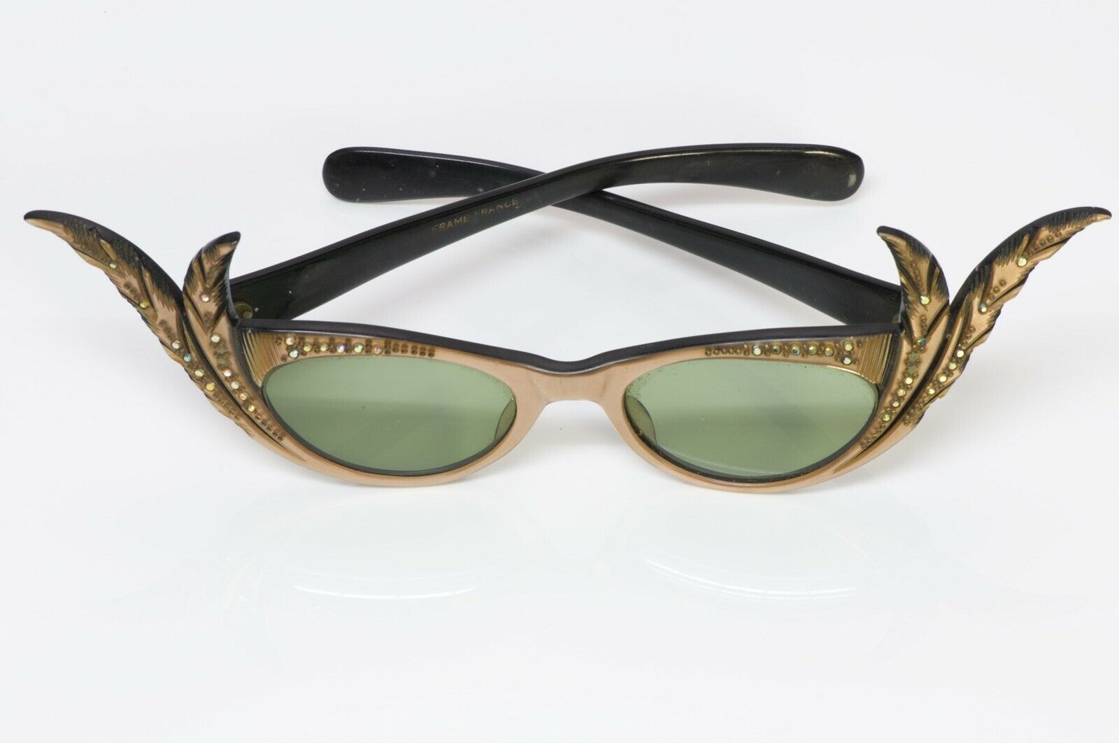 Paulette Guinet Paris 1950’s Carved Feather Cat-Eye Sunglasses