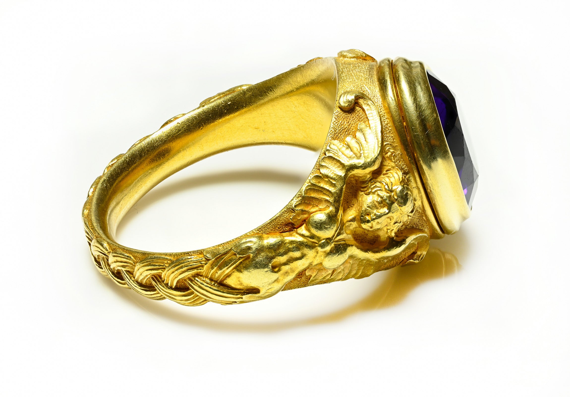 Paul Lantuch 18K Gold Amethyst Men's Ring