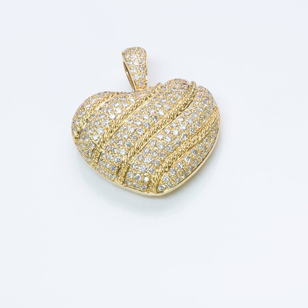 Pave Diamond 18K Gold Heart Pendant