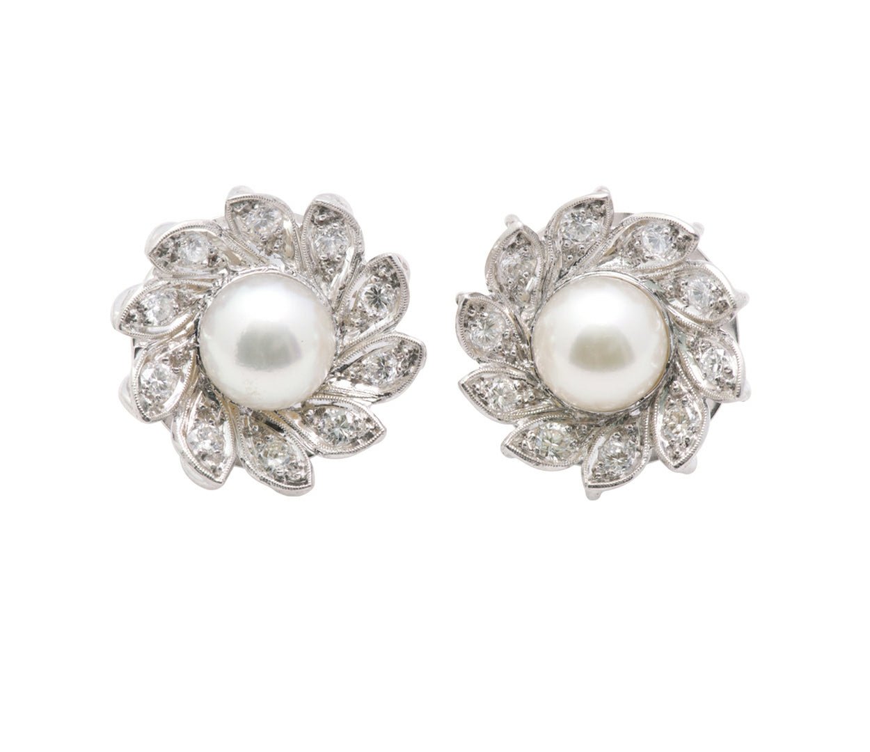 Pearl Diamond 18K Gold Earrings
