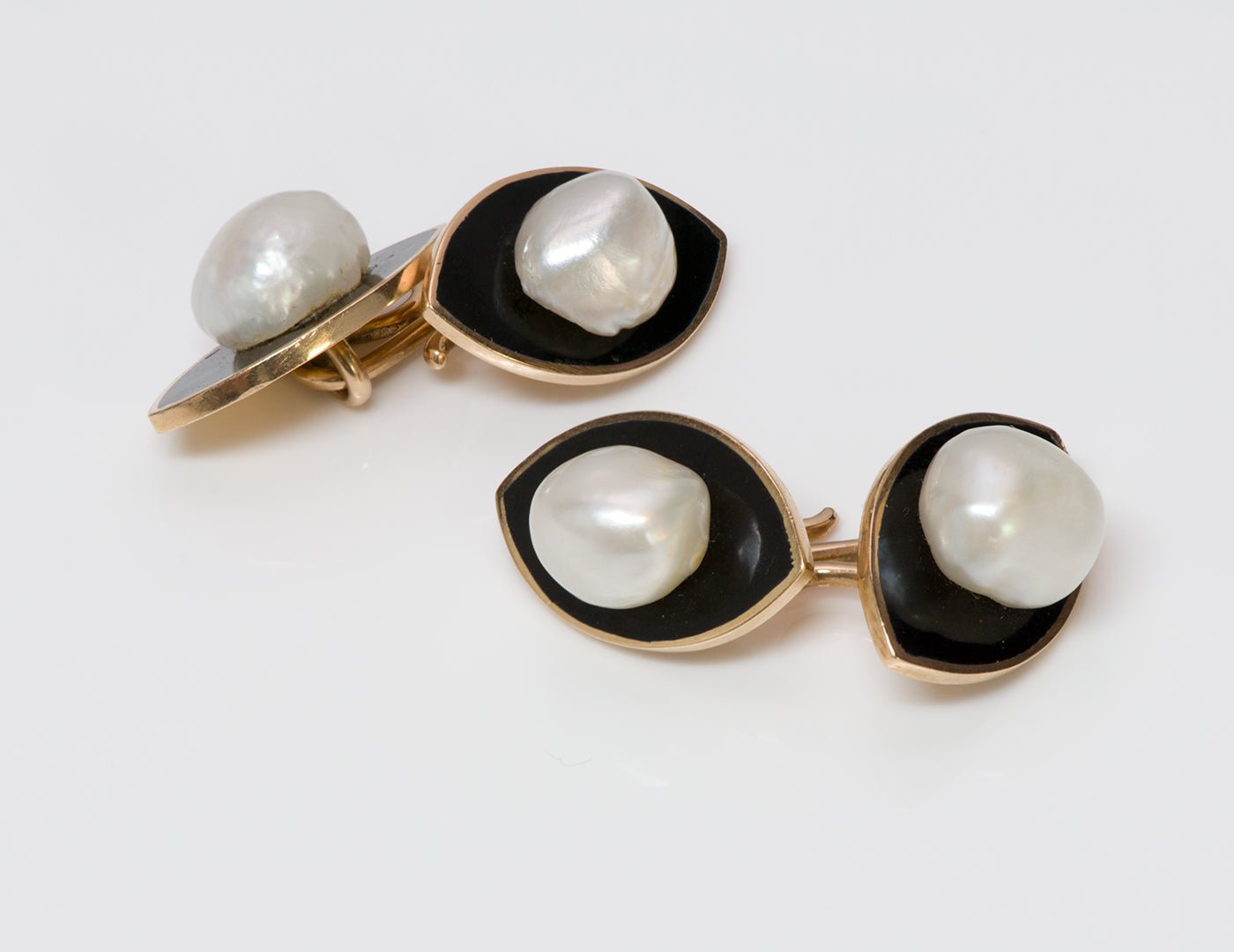Pearl Gold Onyx Cufflinks