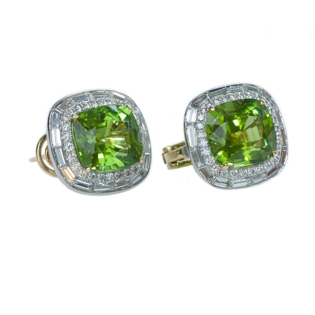 Peridot Diamond Gold Earrings