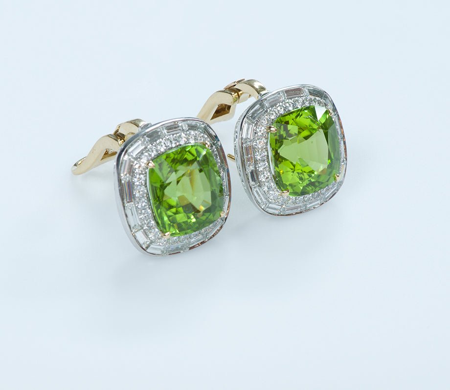 Peridot Diamond Gold Earrings